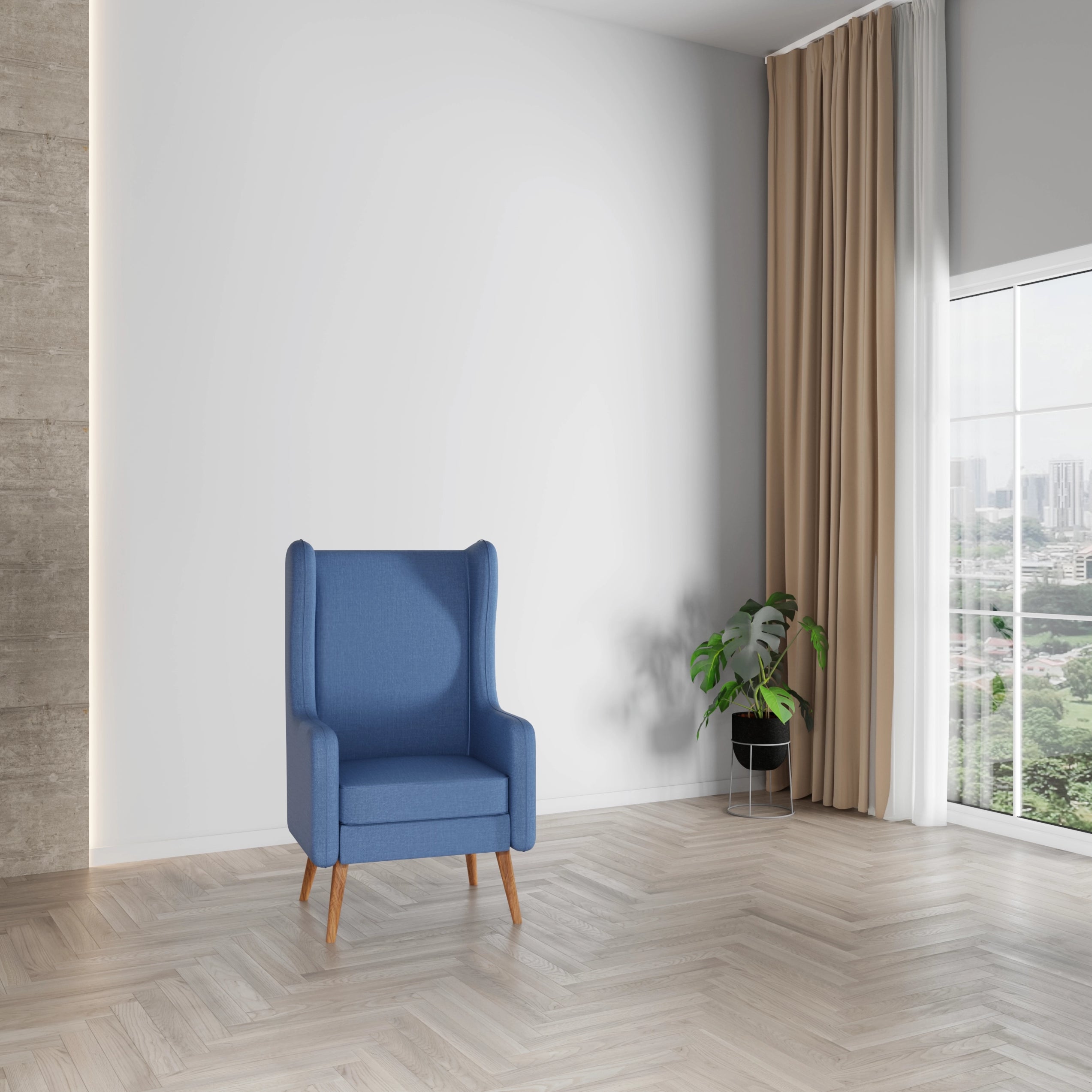 Solid Wood Wing Chair for Living Room