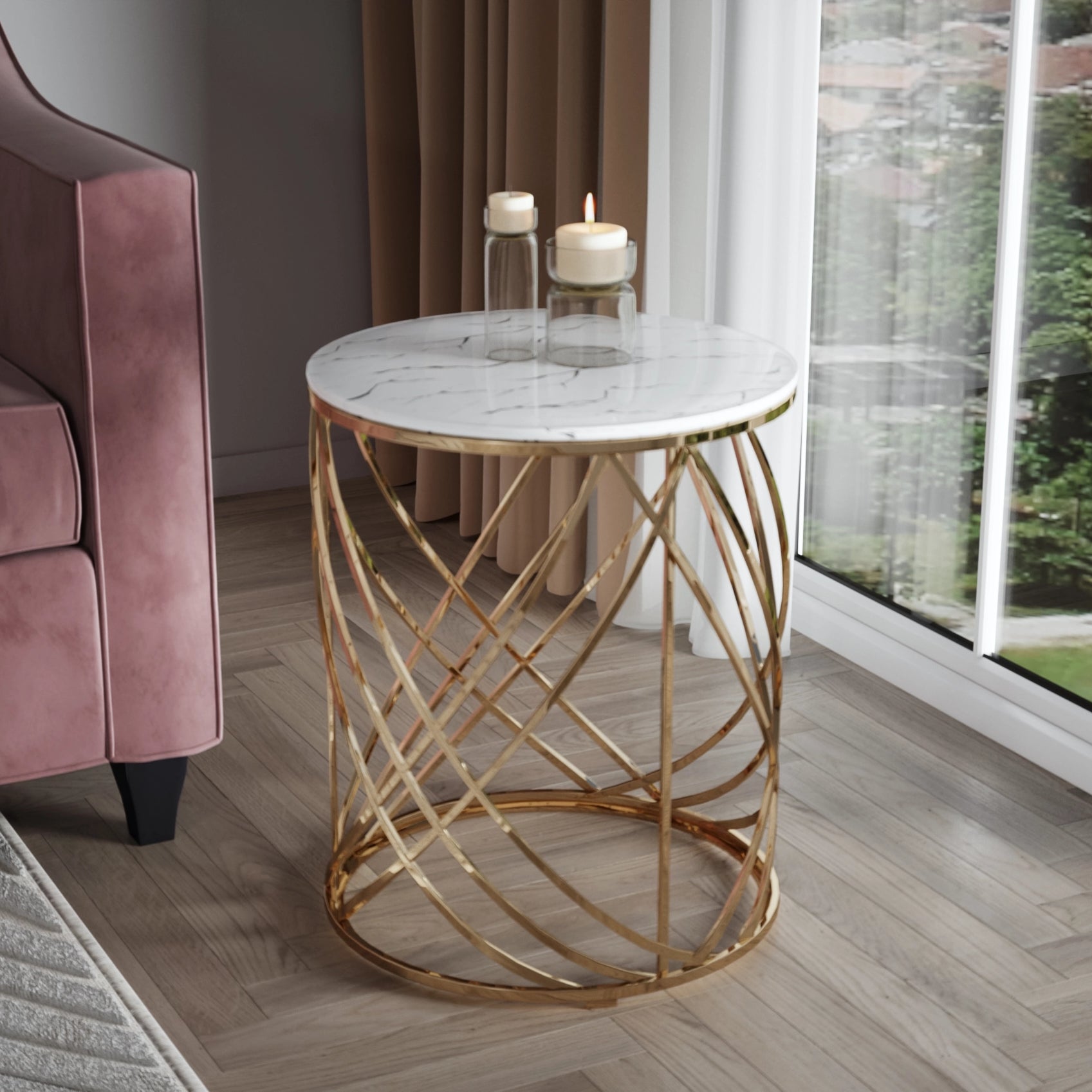 Marble top center round table