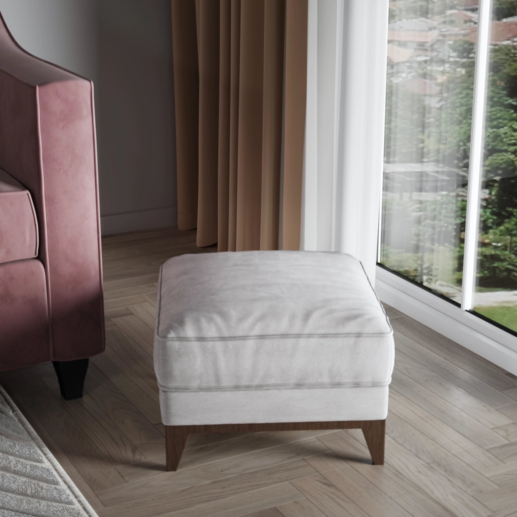 Rustic Wood Ottoman Stool