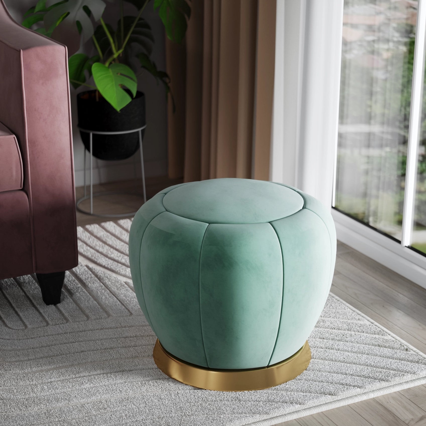 Velvet Pouffe Stool