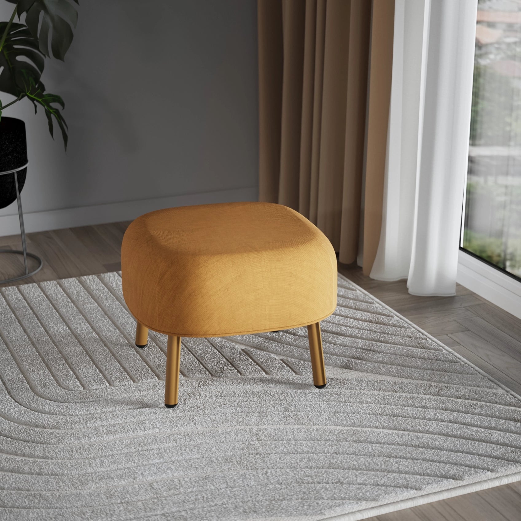 Linen circular footstool