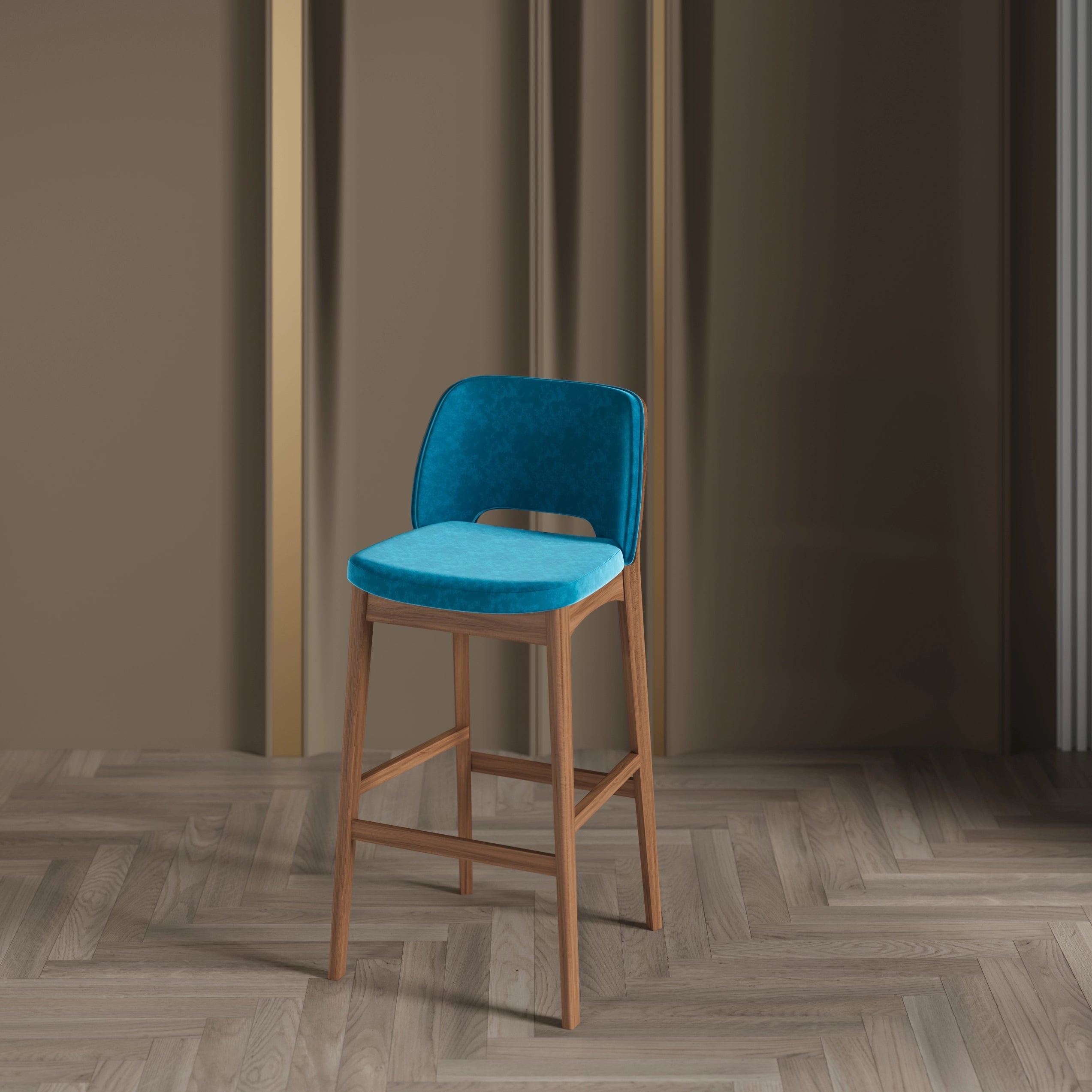 Keyhole Velvet Touch Bar Stool