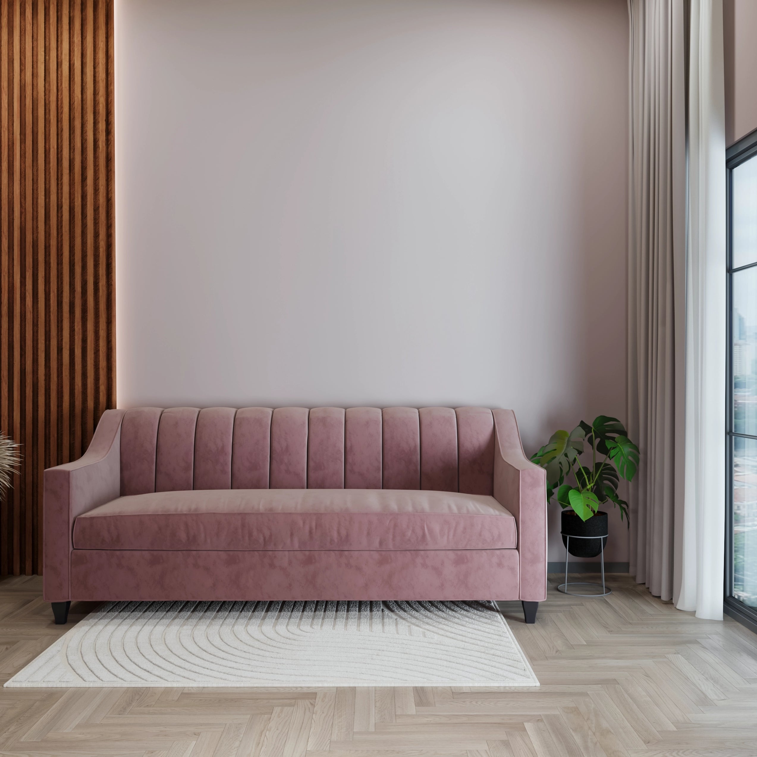 3-Seater Wooden Sofa Premium Fabric