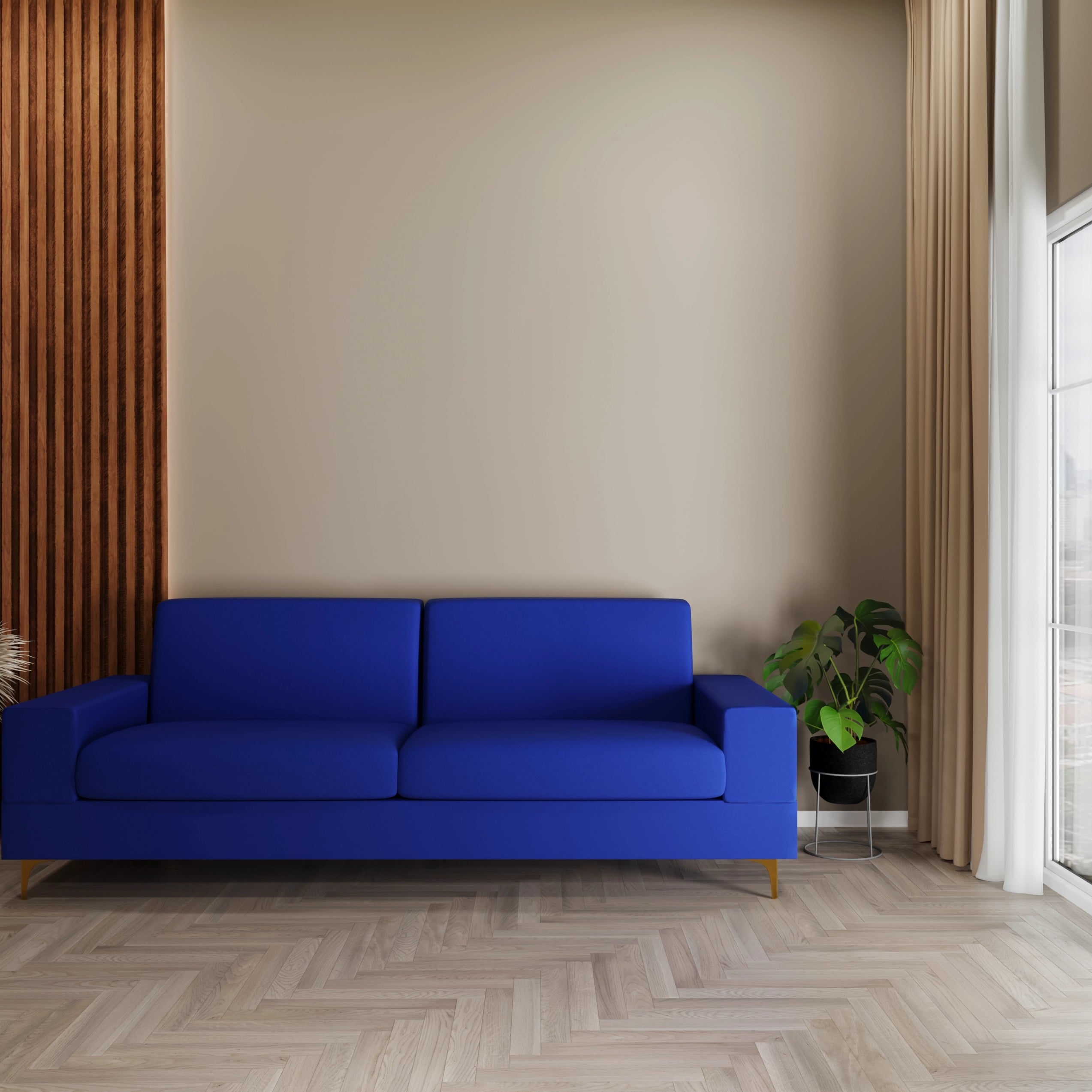 Plush three-seater couch