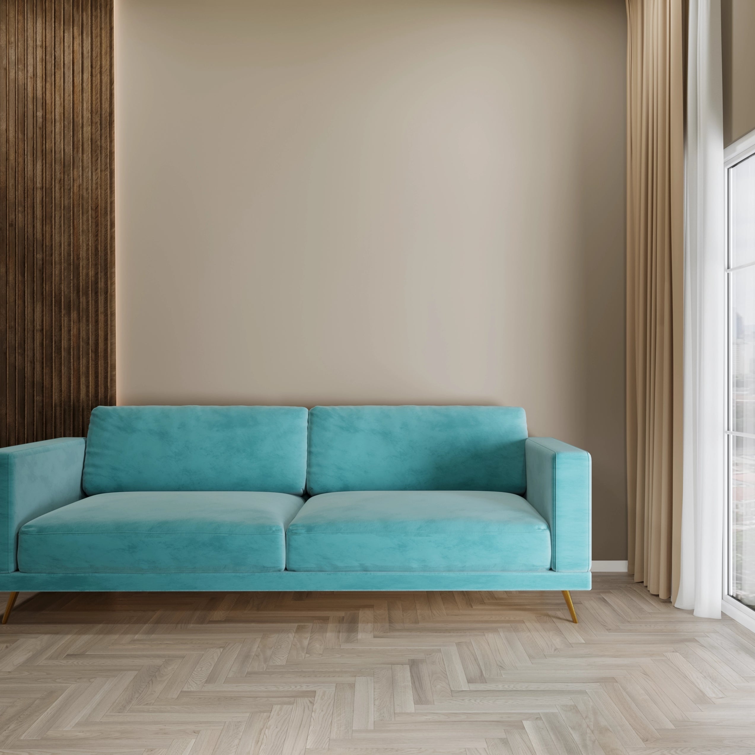 Leather Sofa Set with PVD coated Legs