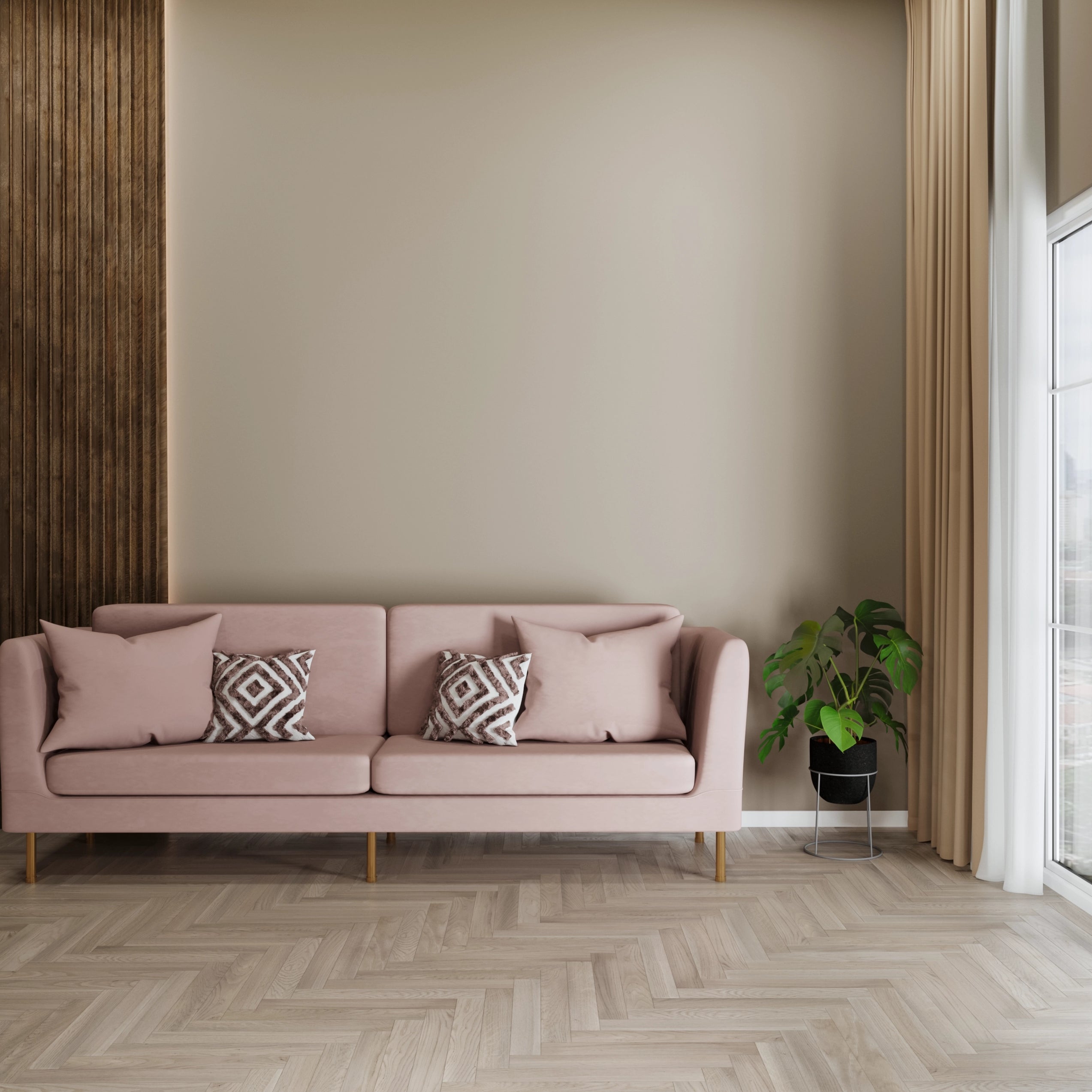 3-seater Velvet Sofa Set with Cushions