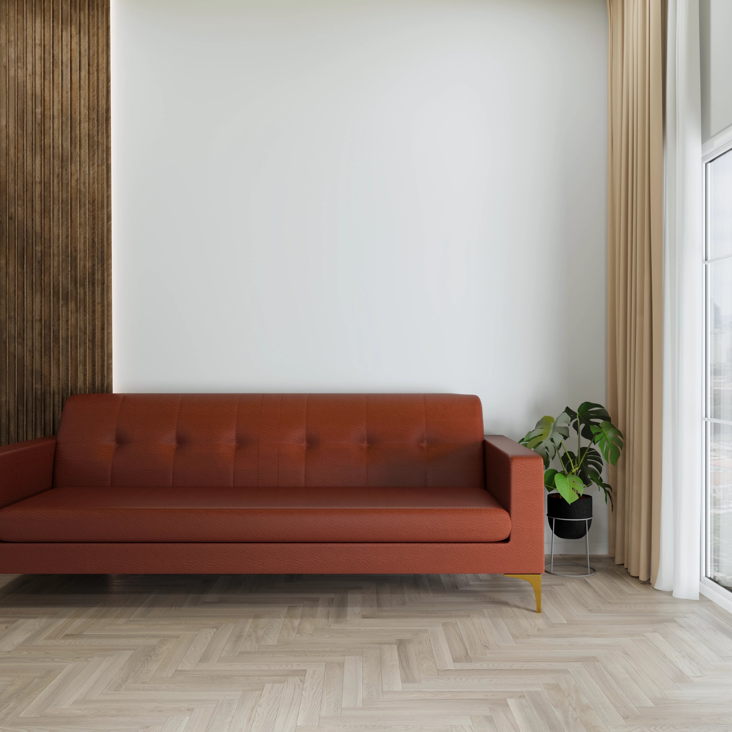 Faux Leather Tufted Lounge Sofa