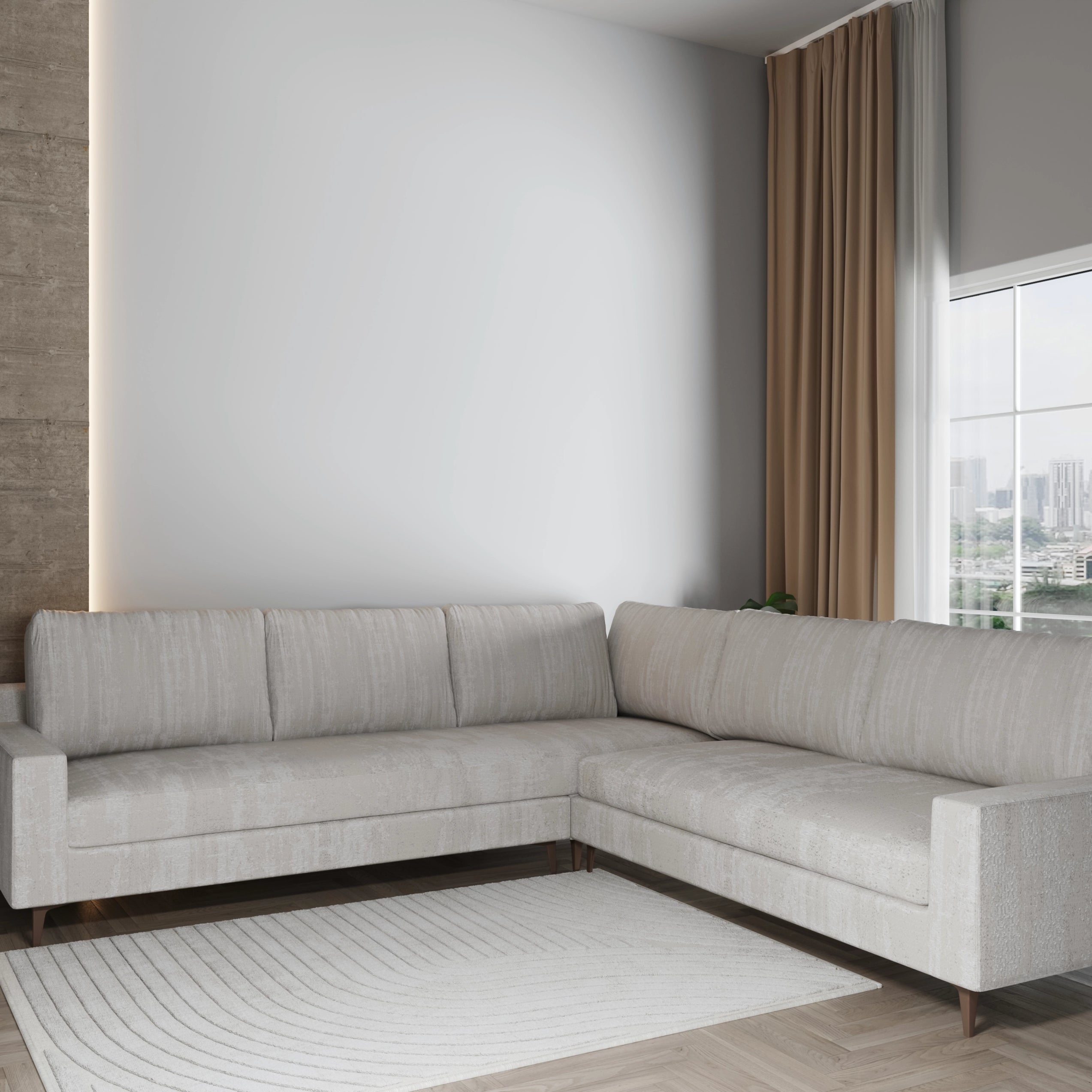 L-Shaped Velvet Sofa Set