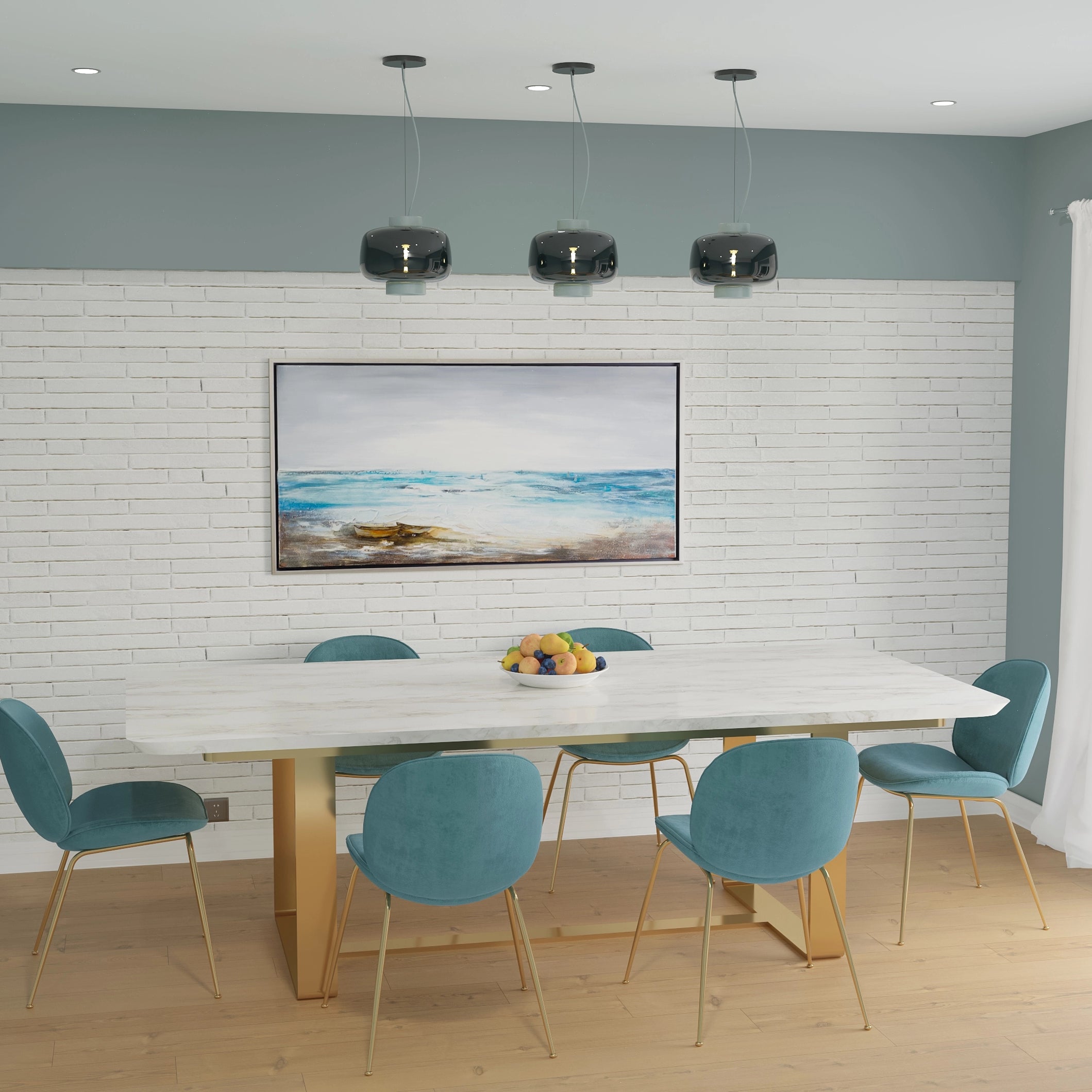 Velvet upholstery 6-Seater Dining Table