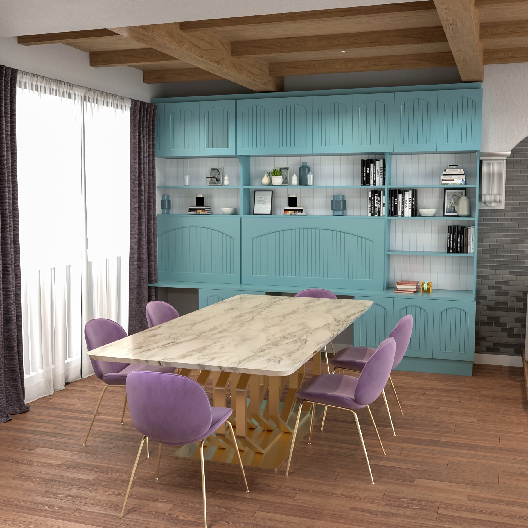 Marble High-End luxury Dining table set 6-seater Chair