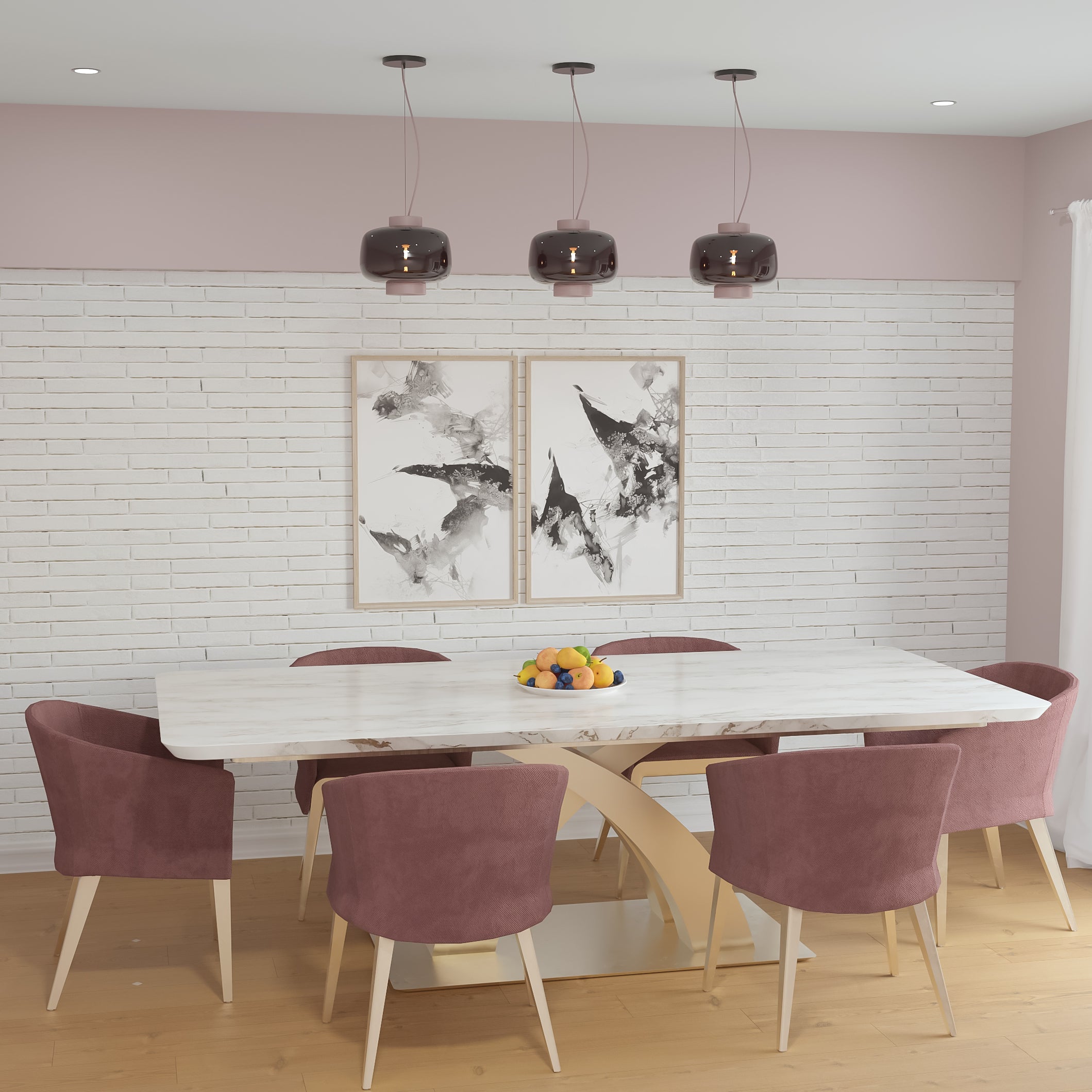 Modern 6-Seater Dining Table with bucket chairs