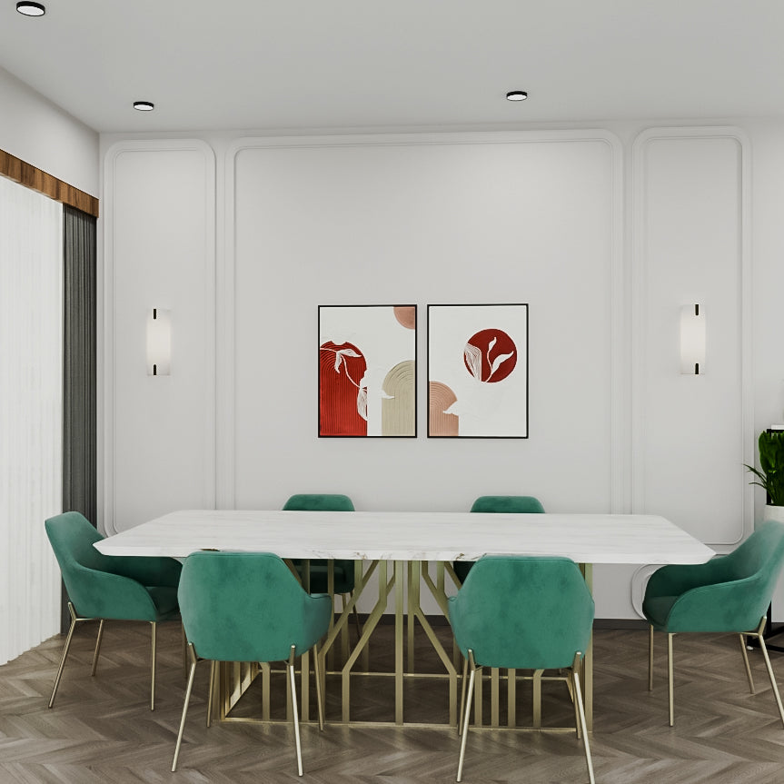 Marble Tops & Velvet Chairs 6 seat dining table