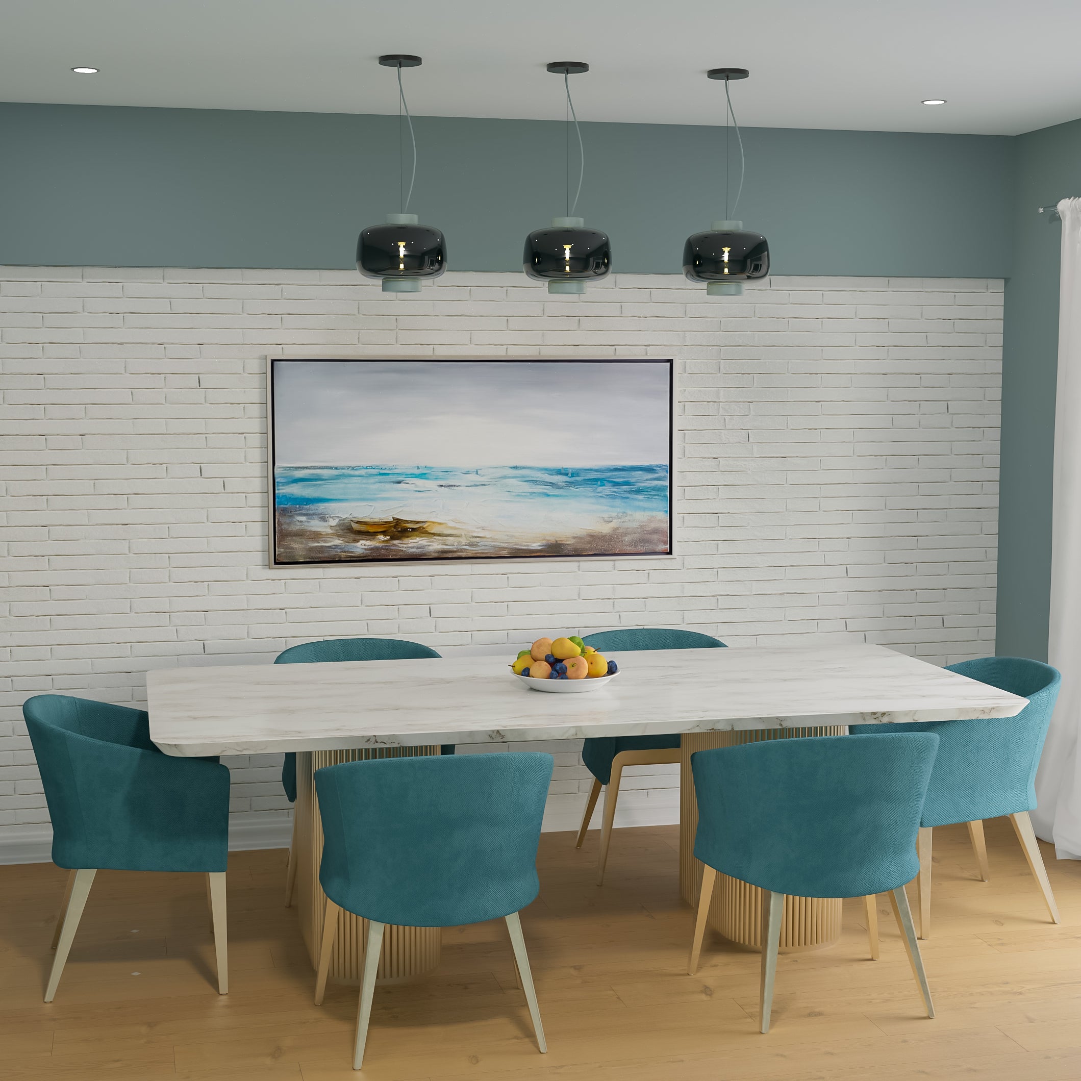 Premium 6-seater Marble & Gold Dining Table