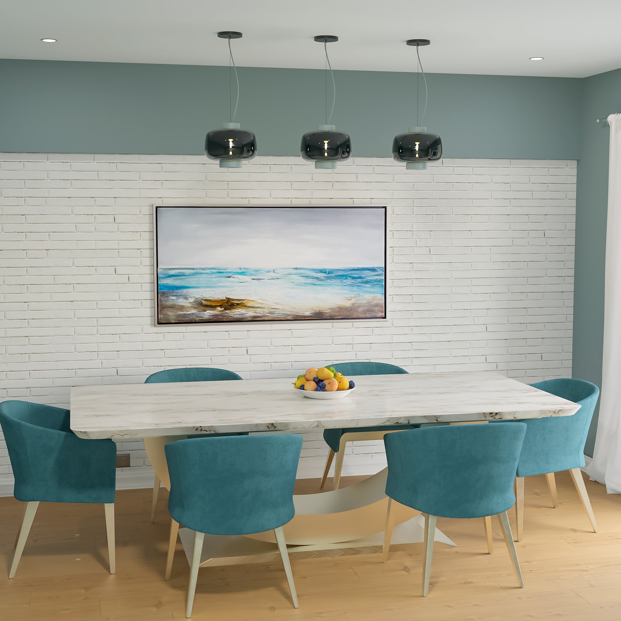 Semi-Circle Shaped Base Marble Dining Table